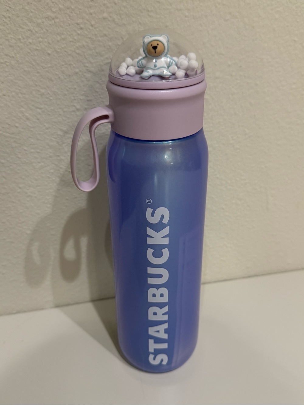 Starbucks Christmas 2025 Purple Lavender Bear Magnetic Snow Globe Bottle